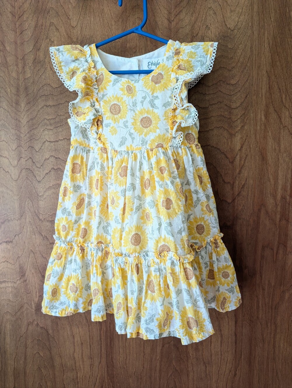 🌻Girls' Yellow Sunflower Cotton Ruffle Dress 4T